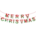 Striscione di Buon Natale con illustrazioni festive di Babbo Natale e renne su lettere colorate - Banner di Lettere di Natale