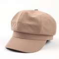 Chic khaki cotton newsboy cap with structured brim and vintage minimalist design - M (56-58cm) / Khaki