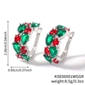 Boucles d'oreilles créoles en or rose avec cristaux de zircon rouge et vert et base argent - Platine Rose Rouge + Zircon Vert Clair