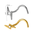 Blitz-Nasenstecker in Silber und Gold mit funkelnden Zirkoniasteinen besetzt - Goldfarbe Blitz Mit Zirkonia / 0.8x7mm