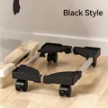 Adjustable black computer CPU stand with heavy-duty casters and stainless steel rods - Black Plastic Style