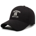 Black cotton baseball cap with white gothic letter S and Parason embroidery detail - Adjustable / Black