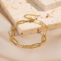 Elegant gold-tone paperclip chain bracelet with adjustable lobster clasp and polished finish - Gold Paperclip Bracelet (0070-5)