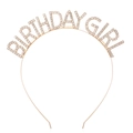 Cerchietto dorato Birthday Girl con strass luccicanti per feste di compleanno - Cerchietto Singolo (Birthday Girl) / Oro