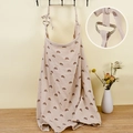 Beige cotton nursing cover with rainbow print featuring adjustable neck strap and D-ring - Khaki Rainbow with Metal Buckle