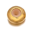 Polished round golden bead charm with peach pink interior for beaded jewelry making - 062-Stopper (Gold Smooth Ring)