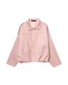 Détail de la veste rose en suédine avec col classique et ourlet élastiqué - XS / Hauts / Rose