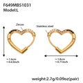 Specifiche dettagliate delle dimensioni per orecchini a cuore in acciaio e zirconi - Grandi Orecchini in Zirconia Nera