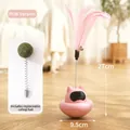 Pink tumbler cat feather toy with suction base and replaceable catnip ball for indoor play - Replaceable Catnip Ball / Pink
