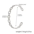 Pulsera de eslabones abiertos de acero inoxidable plateado con medidas y dimensiones claras - Z324-Cadena Industrial Brazalete / Color acero