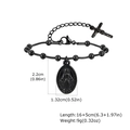 Détail du pendentif Vierge Marie et de la croix sur le bracelet gourmette noire - Style 2 Bracelet / Noir
