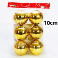 Packung mit 6 glänzenden goldenen 10cm Weihnachtskugeln in Klarsichtbeutel mit rotem Header - 6er-Pack (10cm) / Glänzendes Gold