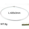 Collier chaîne serpent plate argentée minimaliste 3mm de large 420mm de long avec fermoir - 42cm x 3mm / Couleur Acier