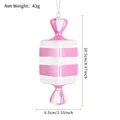 Pink and white striped candy Christmas ornament with glitter finish and silver hanging cord - 20cm Pink White Square Stripe