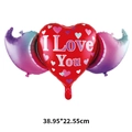 Winged heart balloon with I Love You print in red and purple gradient, 38.95x22.55cm - Heart with Wings