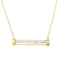 Collar minimalista dorado con colgante de barra horizontal y cristales brillantes - Dorado