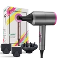 Krachtige grijze en magenta haardroger set met mondstukken en 2000W verpakking - D087B Grijs