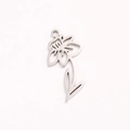 Silver hollow flower pendant made of stainless steel with petal and leaf outlines - March Silver