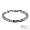 Herren 7mm Silber Panzerarmband aus Edelstahl mit Karabinerverschluss und 200mm Länge - 7mm Breite (KB126680-Z) / Silber