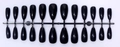 Glossy black almond fake nails set with 24 pieces on a plastic runner for easy application - Glossy Black (SD-01)