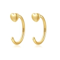 Elegant gold heart-shaped S925 sterling silver hook earrings with a minimalist design - Gold