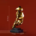 Statue abstraite Le silence est d'or en finition or fluide, taille 30,5cm x 11cm - Or Brillant-Homme au Masque