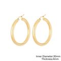 Orecchini a cerchio in acciaio inossidabile 18K, diametro 30mm e spessore di 4mm - Oro Diametro Interno 30mm Spessore 4mm (KE62248-LO)