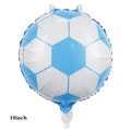 Blue and white 18 inch soccer foil balloon for sports themed birthday party decor - 18 Inch Light Blue & White Soccer