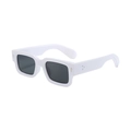 Gafas de sol retro de montura rectangular blanca con lentes de color gris oscuro - Montura Blanca Lente Gris