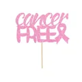 Topper per torta rosa glitter Cancer Free con nastro per decorazione festa - Topper Grande per Torte