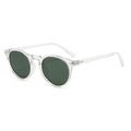 Retro round frame sunglasses with transparent frame and dark green lenses for women - Transparent Frame Green Lens