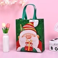 Grande borsa regalo di Natale verde con illustrazione di Babbo Natale e pacchi regalo - Babbo Natale / 26x32x10cm / Verde