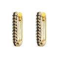 Chic gold earrings with black cubic zirconia fringe pavé detail in a rectangular design - Gold - Black Zirconia