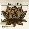 Wooden lotus wall shelf with mandala patterns showing dimensions of 29cm by 23.5cm - ms8420 Lotus