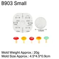 Miniature silicone mushroom mold with 6 cavities for fondant and clay DIY crafts - Small (B903) / 4.5x4.5x0.9cm / Gray