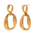 Minimalistische geometrische Doppel-Creolen aus 18K vergoldetem Stahl im Liquid-Metal-Stil - Gold