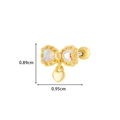 Golden bow and heart tragus stud with rainbow cubic zirconia and size dimensions - Bow Heart Pendant Style (8# Gold)