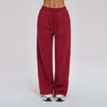 Pantalón deportivo burdeos para mujer de pernera ancha con cordón y corte holgado - XL / Rojo Cereza