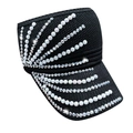 Visera de punto negro con perlas blancas y diamantes de imitación para protección solar - Negro