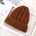 Women's brown mohair chunky knit beanie with thick fleece lining for winter warmth - One Size / Fleece Lined Orange