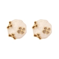 Retro hollow flower stud earrings with white marble glaze in gold and white tones - 1# Pearl White Shell