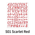 Détails d'autocollants rouges en vinyle avec lettres et chiffres cursifs pour le DIY - Rouge