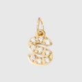 Gold plated stainless steel letter S pendant with sparkling zircon stone setting - Letter S(ZP39269) / Gold