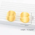 Irregular 18K gold plated stainless steel stud earrings with matte brushed finish, 42mm - Gold Double Petal Spliced