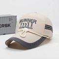 Beige quick-dry running cap with long brim, reflective stripes and adjustable cord - Adjustable / Beige
