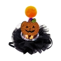 Mini sombrero de bruja calabaza LED con purpurina y ribete de malla negra para mascotas - Calabaza Naranja