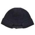 Detail of black knitted miki hat featuring adjustable buckle strap and ribbed texture - Adjustable / Black (Adjustable Knitted Hat)