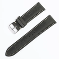 Deep green crazy horse leather watch strap with silver buckle and contrast stitching - Gray