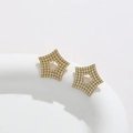 Star-shaped earrings in rose gold finish with pave-set yellow cubic zirconia - Hollow Five-Pointed Star Pave (No. 124) / Rose Gold
