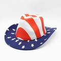 Klassieke Amerikaanse vlag cowboyhoed met rood-witte strepen en blauwe sterrenrand - M (56-58cm) / Sterpatroon Rand Rood Wit Gestreepte Kroon (#1)